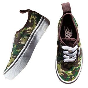 Vans Kids Authentic Elastic Lace Dino Camo Sneakers Size 10.5 🌲